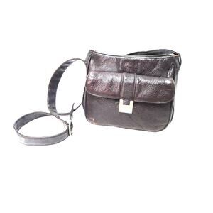 St. John's Bay Dark Brown/Black Genuine Leather Crossbody Purse